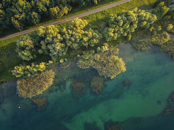 Lake Berzdorf is located on the southern city limits of Goerlitz in Upper Lusatia. It consists of the residual hole of the former Berzdorf open-cast lignite mine, which was flooded from 2002 to early 2013, Goerlitz, Saxony, Germany, Europe