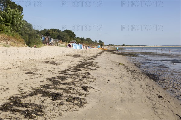 Early morning quiet on beach, Studland Bay, Swanage, Dorset, England, UK