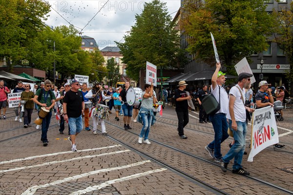 Lateral thinking demo in Darmstadt, Hesse: The demonstration was directed against the corona measures of the past two years as well as future restrictions such as the reintroduction of compulsory masks. There were also calls for a stop to arms deliveries to Ukraine