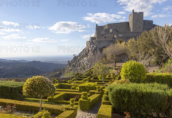 Garden of historic castle medieval village of Marvao, Portalegre district, Alto Alentejo, Portugal, Southern Europe, Europe