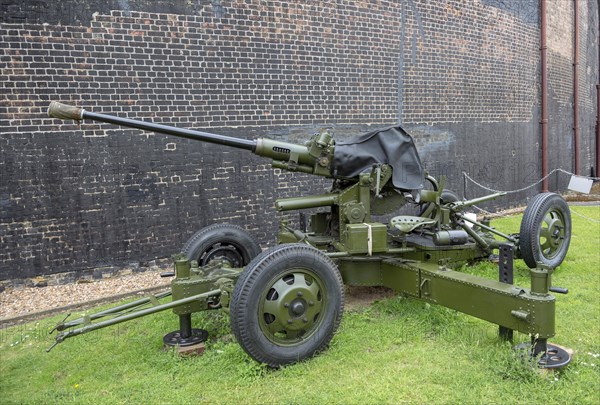 Landguard Fort, Felixstowe, Suffolk, England, UK Bofors 40mm anti-aircraft gun Mk1