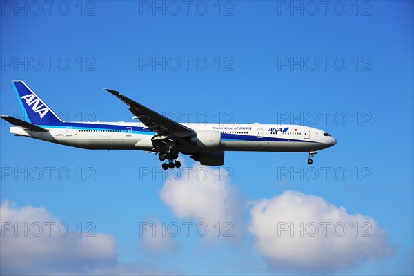 A passenger plane of the Japanese airline ANA lands at Frankfurt Airport