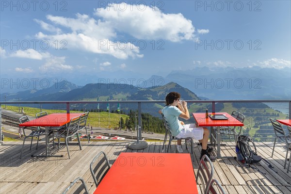 Sun terrace on the Rigi-Kulm, Lake Lucerne, Canton Lucerne, Switzerland, Rigi, Schwyz, Switzerland, Europe