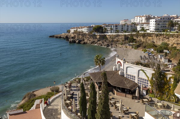 Playa la Caletilla sandy beach, Nerja, Andalusia, Spain, Europe