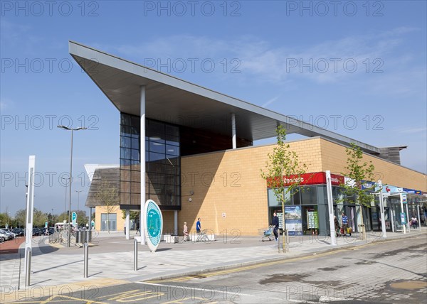 Modern architecture buildings at Orbital Shopping Park developed by British Land, north Swindon, Wiltshire, England, UK