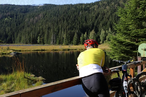 Mountain bike tour through the Bavarian Forest with the DAV Summit Club: stopover at the small Arbersee lake