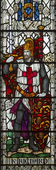 Stained glass window of King Richard Saint Thomas church, Salisbury, Wiltshire, England, 1920, by James Powell and Sons