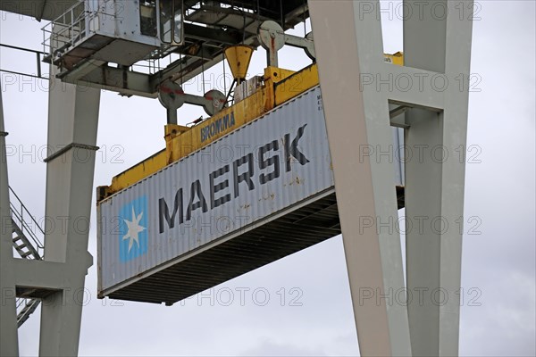 Close-up of a container being shipped (Mannheim, Baden-Wuerttemberg)