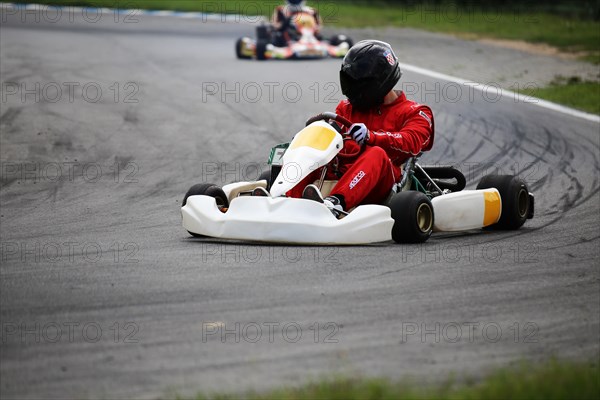 Kart driver on the Walldorf kart track, Baden-Wuerttemberg