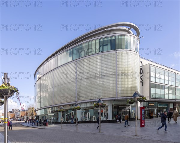 Modern architecture of city centre Next store Exeter, Devon, England, UK