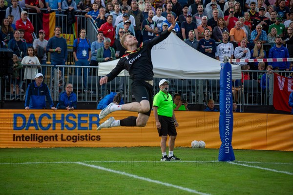 Fistball World Championship from 22 July to 29 July 2023 in Mannheim: Germany won the quarter-final match against Chile 3:0 sets to advance to the semi-finals. Here in the picture: Patrick Thomas from TSV Pfungstadt