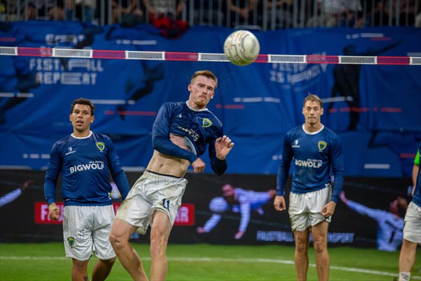 Fistball World Championship from 22 July to 29 July 2023 in Mannheim: Brazil defeated Switzerland 4:1 in sets in the match for third place. Here serving: Brazilian national player Bruno Arnold