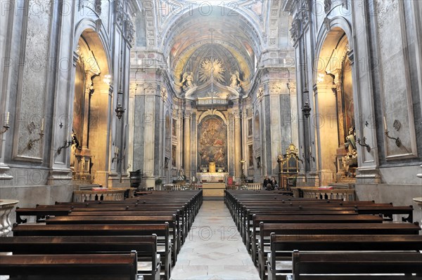 Interior view, Basilica da Estrela consecrated in 1790, burial place of Queen Maria I, Lisbon, Lisboa, Portugal, Europe