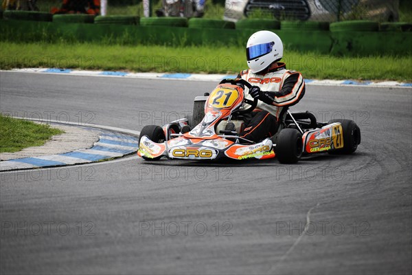 Kart driver on the Walldorf kart track, Baden-Wuerttemberg