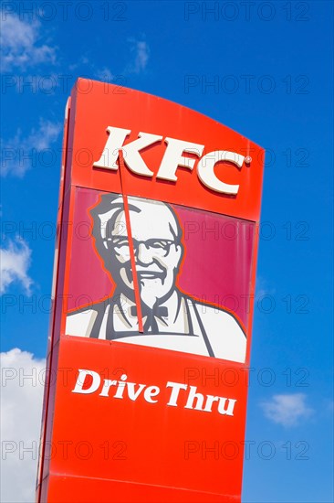 Logo at the KFC (Kentucky Fried Chicken) in Sibiu (Hermannstadt), Romania, Europe