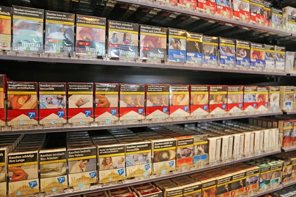 Cigarettes and tobacco products in a shop