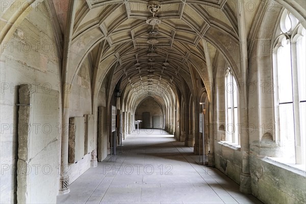 Interior view, cloister, Cistercian monastery Bebenhausen, Tuebingen, Baden-Wuerttemberg, Germany, Europe