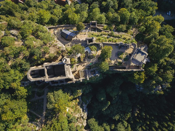 Oybin castle and monastery ruins in the Zittau Mountains, Oybin, Saxony, Germany, Europe