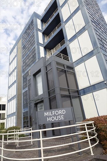 Modern office block building in town centre, Milford House, Swindon, Wiltshire, England, UK