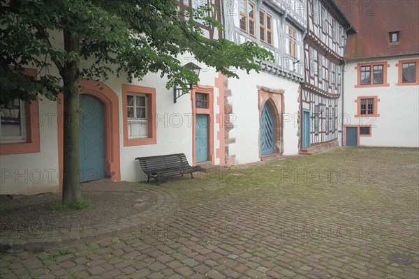 Inner courtyard of the winery, castle, Michelstadt, Hesse, Odenwald, Germany, Europe