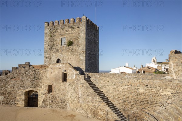 Historic walled castle in hilltop village of Monsaraz, Alto Alentejo, Portugal, southern Europe, Europe