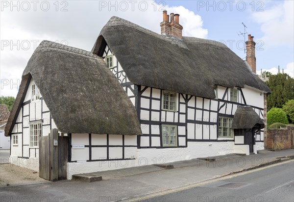 Historic thatched timber framed Court House building, Pewsey, Wiltshire, England, UK