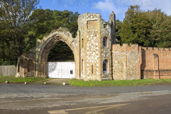 Ivy Lodge, Tunstall, Suffolk, England, UK mock Romanesque ruin built for Lord Rendlesham gatehouse to Rendlesham Hall