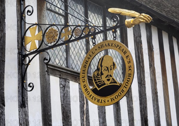 Sign William Shakespeare's Schoolroom, Stratford-upon-Avon, Warwickshire, England, UK