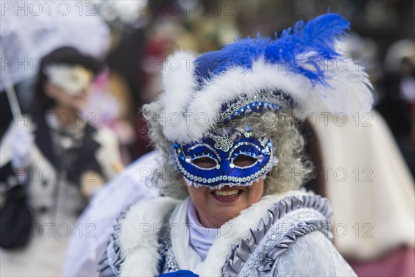 LUST & PASSION & JOY OF LIFE, for the joy of the masquerade, the Elbvenezian Carnival took place in Dresden on the weekend in front of Rose Monday. The highlight was the joint stroll through the historic centre with masks in robes in the style of the Elbe Venetian Carnival from the Neumarkt through the Altmarktgalerie, the Schlossstrasse, through the Stallhof, along the Fuerstenzug, onto the Bruehlsche Terrasse and into the Bruehlsche Garten, Dresden, Saxony, Germany, Europe