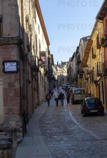 Historic buildings on Calle Major street, Siguenza, Guadalajara province, Spain, Europe