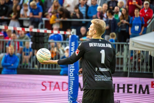 Fistball World Championship from 22 July to 29 July 2023 in Mannheim: Germany won the quarter-final match against Chile 3:0 sets to advance to the semi-finals. Here in the picture: Patrick Thomas from TSV Pfungstadt