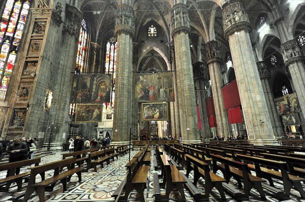 Interior, Milan Cathedral in white marble, Lombardy, Italy, Europe