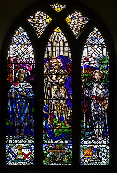 Stained glass window Saint Mary the Virgin church, Calne, Wiltshire, England, UK by Whall and Whall 1917