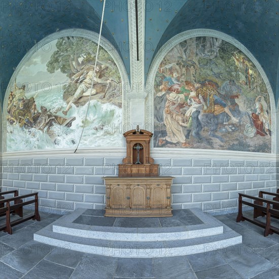 Tell's Chapel on Lake Uri near Sisikon, Lake Lucerne, Canton Uri, Switzerland, Building, Lake Lucerne, Uri, Switzerland, Europe