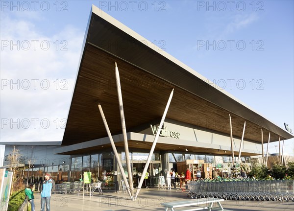 Waitrose supermarket shop store at district centre, Wichelstowe, Swindon, England, UK