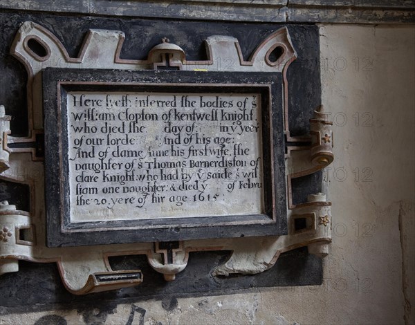 William Clopton memorial monument 1615, Holy Trinity Church, Long Melford, Suffolk, England, UK