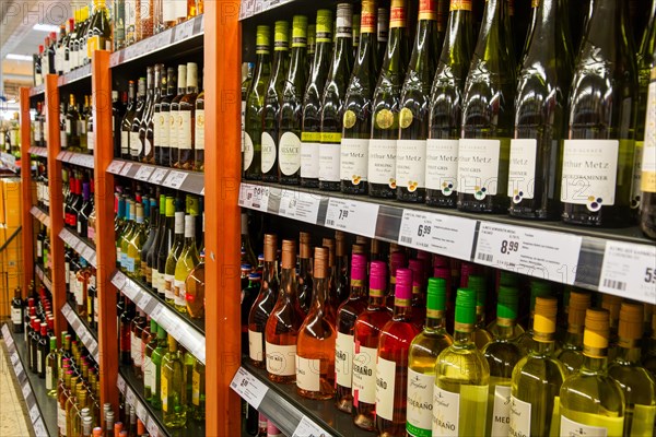 February 2024: Wine bottles in the supermarket