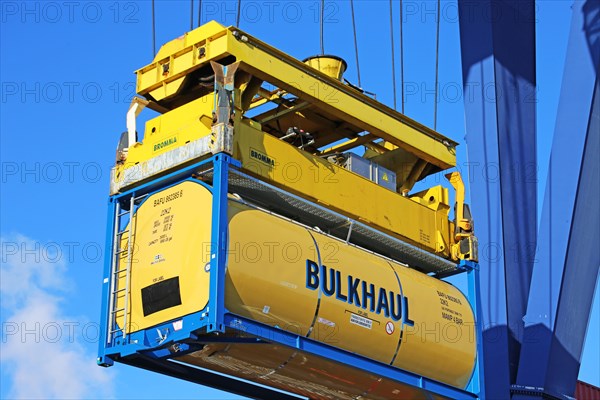 Close-up of a container being shipped (Mannheim, Baden-Wuerttemberg)