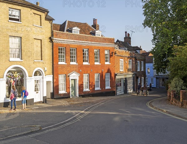 Historic listed buildings in Church Street, Woodbridge, Suffolk, England, UK