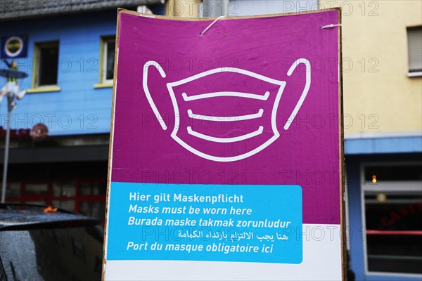 Sign indicating the masked pilgrimage in the city centre of Ludwigshafen (Rhineland-Palatinate)