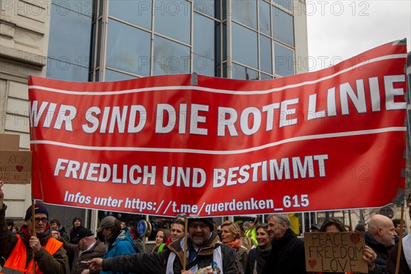 Brussels, 23 January: European demonstration for democracy, organised by the Europeans United initiative. The reason for the large demonstration is the encroachment on fundamental rights in Belgium, Germany, France and other states within the EU, Europe