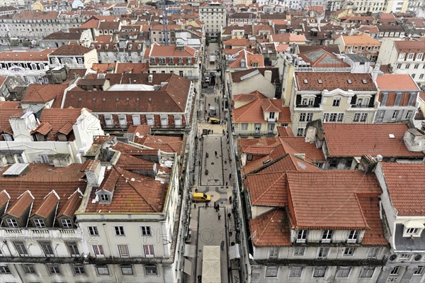 Baixa, Old Town, view from the lift Elevador de Santa Justa, also Elevador do Carmo, Lisbon, Lisboa, Portugal, Europe