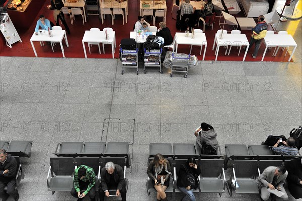 Check-in hall, restaurant, shops, Lisbon Airport, Lisboa, Portugal, Europe