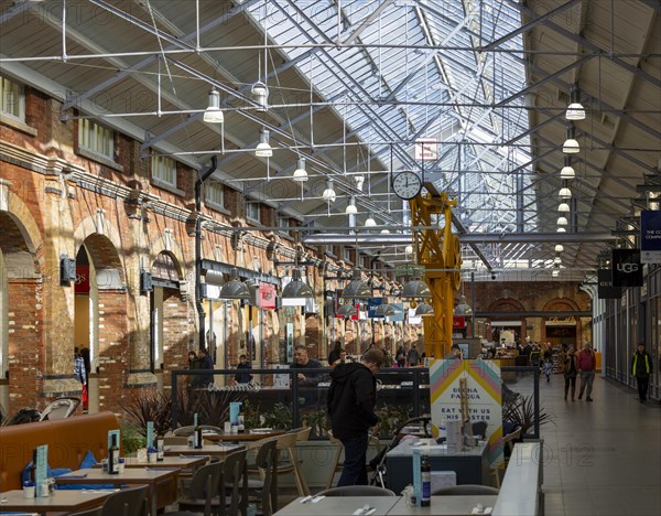 McArthur Glen designer outlet interior inside former railway works, Swindon, Wiltshire, England, UK