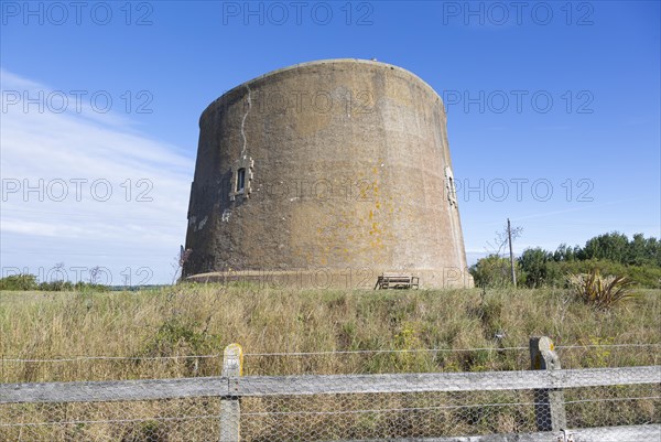 Martello tower AA built in the Napoleonic war 1810-1812 at Shingle Street, Suffolk, England, UK