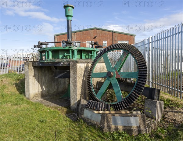 Historic machinery water turbine Francis type inward flow single vortex, Bowerhill, Melksham, England, UK c 1900