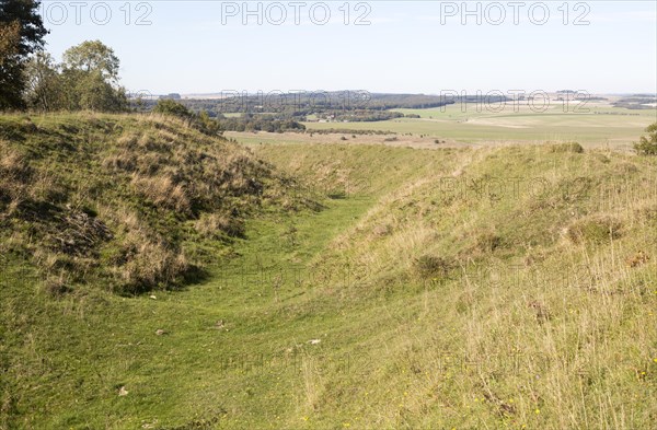 Sidbury Camp or Sidbury Hill Iron Age hill fort, Haxton Down, near Everleigh, Wiltshire, England, UK