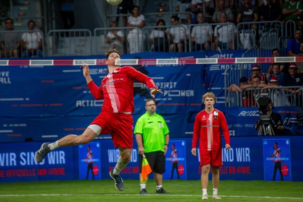 Fistball World Championship from 22 July to 29 July 2023 in Mannheim: Germany is the Fistball World Champion. The German team beat Austria 4:0 in the final. Here in the picture: The Austrian Karl Muellehner