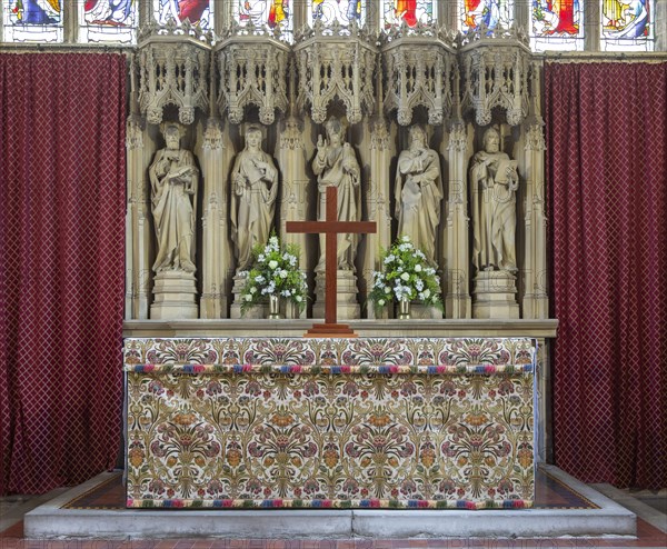 Church of Saint Mary, Berkeley, Gloucestershire, England, UK high altar with reredos 1881