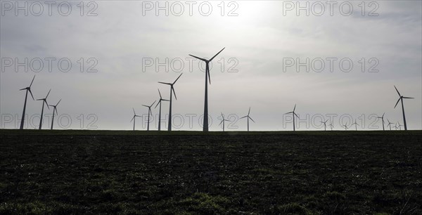 Windmills in a wind farm, Nauen, 03/03/2021